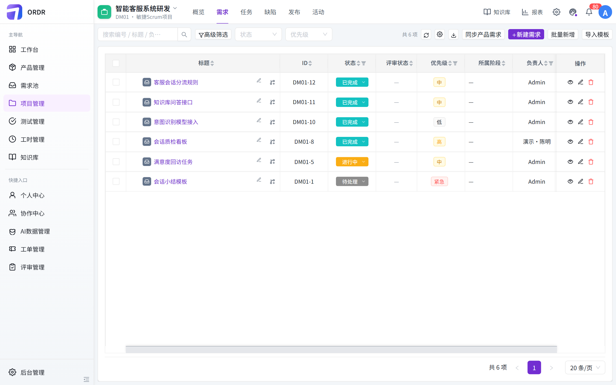 智序项目管理软件需求工作项